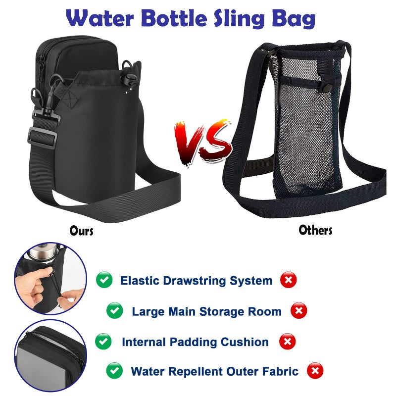 Cosmos Water Bottle Bag Crossbody Bottle Holder Carrier Case Bag Bottle Sling Bag Pouch with Adjustable Shoulder Strap & Pocket  Fits 30 to 48 oz Bottle for Hiking Camping Walking Travel & Fishing - Image 5